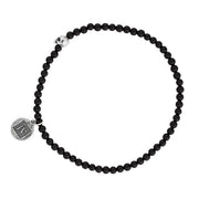 JOHN VARVATOS Skull Sterling Silver Onyx Beaded Single-Strand Bracelet, 3mm Beads